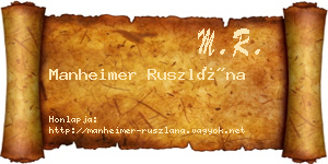 Manheimer Ruszlána névjegykártya